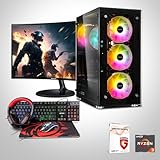 Memory PC Komplett-PC, AMD Ryzen 3 3200G 4X 3.60GHz, 16 GB DDR4, 512 GB SSD M.2, Windows 11 Pro 64bit + 24 Zoll + Ultron Hawk Gaming Kit 4in1 Set Bundle