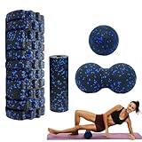 Faszienrolle Set,4-teiliges Ganzkörper Trainingskit,Yoga-Schaumstoffrollen Set,Faszienrollenset mit Faszienrolle,Twinball,Faszienball,Faszienrolle Set mit 3D-Texturmassage für Yoga,Muskelmassage