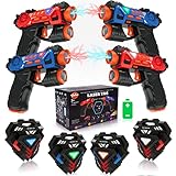 VATOS Laser Tag Guns Set, Infrarot Mini Laser Tag für Kinder mit Abzeichen 4 Pack, Laser Tag Spiel 4 Spieler Indoor Outdoor,Gruppe Aktivität Spaß Spielzeug für Kinder Alter 4 5 6 7 Jungen Mädchen