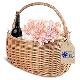Creative Home Einkaufskorb Weidenkorb mit Henkel Picknickkorb | 45 x 26 x 41 cm (+/- 2 cm) | Handgeflochten | Naturbraun | Universell und Langlebig Groß Osterkörbchen Geflochten