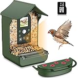 Cozion Vogelhaus mit Kamera Vogelhäuschen mit Kamera Gartenhäuschen, 1080P HD Vogelhaus Kamera, Nachtsicht-Vogelfutterhaus, Automatische Video/Fotoaufnahme von Vögeln Vogelfutterhaus mit Kamera 32GB