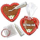 Lebkuchenherzen selber Beschriften mit Zuckerguss-Tube - Rohlinge Set - 15cm - Randfarbe: Rot von LEBKUCHEN WELT