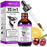 15 in 1 Hunde-Multivitamin-Tropfen für Hunde – Vitamine, Nahrungsergänzungsmittel und Mineralien für Hunde – Glucosamin, MSM für Haut und Fell, Herzgesundheit, Knochen, Gelenke, Immunsystem