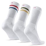DANISH ENDURANCE Performance Crew Socken, Mehrfarbig Retro (1 x Roter/blauer Streifen, 1 x Weiß, 1 x Grüner/gelber Streifen - 3 Paare, Gr.- EU 43-47