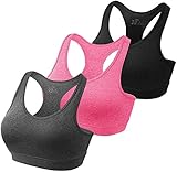 HBselect 3stk Sport BH Bustier Damen Bralette Nathloser mit Polstern Sportbekleidung Polyesterfaser ohne Bügel atmungsaktiv Joggen Yoga Jumping Fitness