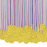 WANDGU 100 Stück Medaillen Sport: Sieger Medallien, Medaillen Set Kinder, Medaille Gold für Kinder, Super Medallien, Kindergeburtstag Spiele mitbringsel Partygeschenk für Sport, Party, Preisen Awards