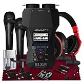 Zoom H1 XLR Handy Recorder, 32-Bit Float, 2 XLR/TRS Locking Combo Inputs, Dual AD Converters with 64GB SD Card, Tripod, Headphone with Mic, Handheld Mic & More for Podcasters, Filmemachers, Musicians