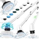 LyriFine Elektrische Reinigungsbürste, Neue Vollkörper-IPX7-Wasserdichte Electric Cleaning Brush, Elektrische Reinigungsbürste Haushalt mit langem Griff,2 Geschwindigkeiten, Ersatzköpfe für Badezimmer
