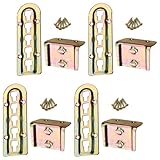 4er Set SO-TECH® Bettverbinder Bettbeschlag Einhängebeschlag höhenverstellbar für Mittelbalken- und Lattenrostauflage Stahl gelb chromatiert Höhe: 140 mm