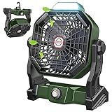 dovecina Leise Ventilator,Tragbar 10400mAh Akku Mini Ventilator 270° Rotieren Tischventilator LED Licht Outdoor Camping Ventilator mit Haken/USB-Aufladung für Büros,Schlafzimmer,Zelt,Camping Reisen