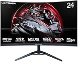 LC-POWER 24 Zoll Curved Gaming Monitor 165Hz, FHD 1920x1080 VA Panel, 1ms, AMD FreeSync, G Sync kompatibel, HDMI 2.0, Display Port 1.4, VESA, Schwarz, LC-M24-FHD-165-C-V2