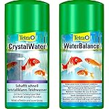 Tetra Pond CrystalWater - Wasserklärer gegen Trübungen für kristallklares Wasser im Gartenteich, 500 ml & Pond WaterBalance Wasserpflegemittel - schafft ideale und stabile Wasserwerte im Teich, 500 ml