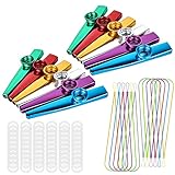 Kazoo Metall 12 Stück Kazoo Instrumente Kasu Musikinstrumente Kazoos Kinder mit 60 Kazoo Membran und 12 Lanyards für Kinder und Musikliebhaber Anfänge