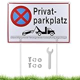 Privatparkplatz Schild Parken Verboten (30x20 cm Aluminium), Fahrzeuge Werden kostenpflichtig abgeschleppt - Klares Zeichen für Parkverbot - Parkplatz Schilder Privatgrundstück Parkverbotsschild