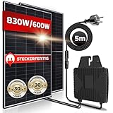 Solaranlage Balkonkraftwerk Set 830 W/600W, Monokristallin, (Beny Micro Inverter 600W, 5m Anschlusskabel, Solarkabel, Balkon Mini-PV Anlage), genehmigungsfrei Solarmodul Solarpanel Photovoltaikanlage