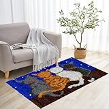 Knüpfteppich Zum Selber Knüpfen Tapisserie Teppich Knüpf-Sets Kreuzstich Set Knüpfen Set Für Erwachsene DIY Handwerk Geschenke Fußabtreter Knüpfhaken Teppich Kit Teppichherstellung 55 x 75 cm