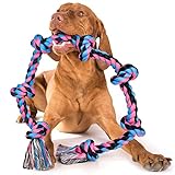 Extra große Hundespielzeug Seil für aggressive Kauer - 127cm, 7 Knoten Tough Seil Kauspielzeug für große Hunde, unzerstörbar Baumwollseil für große und mittlere Rasse Hund Tug of War Dog Rope Toy
