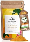 Bio Ingwer Shot mit Kurkuma - (300 g) - Immun Boost hochdosiert I 300 Portionen I Ingwer Kurkuma Shot Pulver I DE-ÖKO-001