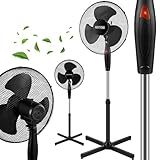 Echos® Standventilator Ø43cm kraftvoller Ventilator sehr leise energiesparend hoher Luftdurchsatz 3 Stufen Oszillationsfunktion 90° höhenverstellbar Bodenventilator mobiler Luftkühler Standlüfter