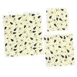 FRCOLOR 3 Stück Teiliges Bienenwachs Frischhaltetuch Wiederverwendbare Lebensmittelverpackung für Sichere Aufbewahrung und Frische für Kühlschrank und Küche