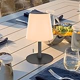 LED Solar Outdoor Tischlampe, 2700-6000K Warmweiß & Kaltesweiß Stufenlose Dimmbar Akku Tischlampe, 2in1 Solarladung&USB Aufladung Kabellos Tischleuchte, IP44 Wasserdicht für Innen/Außen (Schwarz)