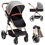 Kombikinderwagen 2 in 1 mit Buggy, Kinderwagen Reisesysteme Kinderwagen Buggy mit 5-Punkt-Sicherheitsgurt, Aluminiumrahmen, für Neugeborene