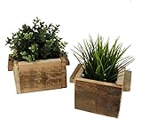 Spetebo Holz Pflanzkasten im 2er Set - 18x18 und 14x14 cm - Deko Blumenkasten Pflanztopf Blumentopf Kräutertopf