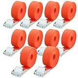 10 Stück Spanngurt,Zurrgurt,25 mm x 2 m, Orange,Spanngurte Für Fahrräder,Trolleys,Motorrad Gepäck,nach DIN EN 12195-2
