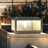 Solar-Pfostenleuchten Moderne Säulenkappenlampe Mit Flacher Oberfläche, Solarbetriebene LED-Pfostensäulenleuchten Wasserdichte Quadratische Landschaftsbeleuchtung Außenpfostenlaterne Sockelleuchte