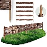 5 x BOGATECO Beeteinfassung aus Weide | 100 cm Lang & 10 cm Hoch | Holz-Zaun Rasenkante | Weiden-Zaun Steckzaun Perfekt für den Garten als Weg-Abgrenzung | Gartenzaun Weidezaun Zaunelemente