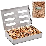 Räucherphorie® Räucherbox-Set - Premium Edelstahl Smoker Box + Räucherchips + E-Book - BBQ Food Smoker in der Premium Variante für Gasgrill Elektrogrill oder Holzkohlegrill (RB1-SET)