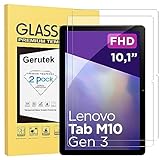 Gerutek 2 Stück Schutzfolie für Lenovo Tab M10 3rd Gen 10,1 Zoll 2022 (TB-328FU/TB-328XU), 9H Kratzfest, Anti-Bläschen Kehärtetes Glas, Gehärtete Displayschutzfolie für Lenovo M10 3. Gen 10.1'