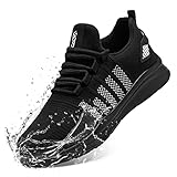 FLOWING PLUME Wasserdicht Laufschuhe Herren Sportschuhe Leicht Turnschuhe Running Schuhe Walkingschuhe Atmungsaktiv Joggingschuhe Fitness Sneaker (Schwarz Weiß,41EU)