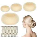 URAQT Donut Hair Bun Set, 4PC Dutt Maker, Duttkissen Groß und klein mit 30 U-Form Haarspange,Donut Haark Hochsteckfrisuren Zubehör für Frisur Tänzer Kinder Mädchen Frauen (4er-Beige (6+8+10+12))