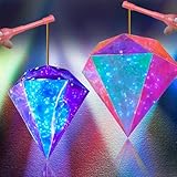 Silkwish 2 Stück Tragbare Laterne für Kinder - DIY Selbstgebaute mit Laternenstab, 2 Batterien, Multicolor - für Halloween, Weihnachten, Geburtstage (Diamant)