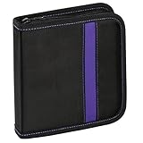 Vivanco CD/DVD-Tasche Nylon, Blue-ray Case, Wallet, Ordner für 24 CDs schwarz-lila