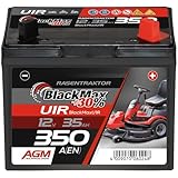 BlackMax Rasentraktor Batterie 12V 35Ah 350A (Pluspol rechts) - U1R-9 +30% Starterbatterie (12 Volt) für Aufsitzmäher und Rasenmäher-Traktoren - wartungsfrei & wiederaufladbar