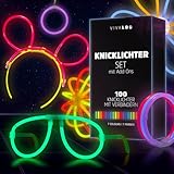 Vivaloo Knicklichter Party Set 100 Stück + Zubehör - Leuchtstäbe mit Verbinder für Leuchtarmbänder, Party Brillen, Bälle usw. - Party Deko & Festival Zubehör - Party Lichter Neon - Knicklichter Kinder