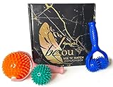 beYou® Massageroller [3er Massage-Set ] Hochwertiger Premium Massageroller mit Griff - Massageball Massagerolle Set - Massageroller Rücken in Box