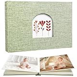 Fotoalbum Einsteckalbum, Leinen Fotoalbum mit Frontfenster, 36 Seiten Einsteckalbum 10x15cm, Photo Album für Hoch und Querformat Fotos Bilder, Aufbewahrung von Hochzeit, Postkarten, Reise (Hellgrün)