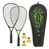 Schildkröt Speed-Badminton Set, 2 handliche Aluminium-Rackets, Länge 54,5cm, 3 windstabile Bälle, perfekt geeignet für ein windstabiles und schnelles Federball, wertige Tasche, grün-schwarz, 970905