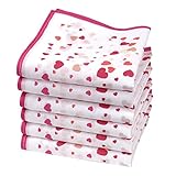 Merrysquare - Mini-Tücher mit Herzen - 100% Baumwolle - 6 Stück - 23 cm x 23 cm - Modell Confetti
