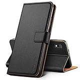 Hianjoo Hülle Kompatibel für Samsung Galaxy A10, Handyhülle Tasche Premium Leder Flip Wallet Case Kompatibel für Samsung Galaxy A10 [Standfunktion/Kartenfächern/Magnetic Closure Snap], Schwarz