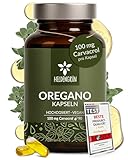 Heldengrün® Oregano Öl Kapseln [HOCHDOSIERT] 100 mg Carvacrol pro Kapsel - Bio Oreganoöl mit +82% Carvacrol aus Griechenland - magensaftresistent, laborgeprüft & vegan - 90 Stück