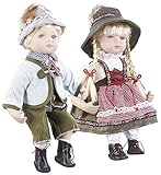 PEARL Deko-Puppe Porzellan: Sammler-Porzellan-Puppe Set Anna und Anton, 34 und 36 cm (Sammelpuppen, Porzellankopf-Puppen)