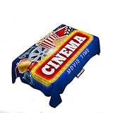 AOYEGO Tischdecke mit Kino-Thema, rechteckig, Filmzeit, Popcorn, Getränke, Klatschbrett, Film-Ticket, Tischdecken, Dekoration, 127 x 183 cm, Polyester, für drinnen und draußen, Zuhause, Party