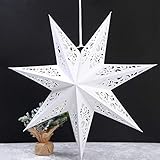 BESPORTBLE Papierstern Lampenschirm Aushöhlen Sterne Papier Weiß Faltsterne 45cm Hängeleuchtenschirm Hochzeit Geburtstag Weihnachten Party Festival Hängende Weihnachtsdekoration Stil B