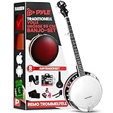Pyle Banjolele- 5 Saiten, Banjo Kit Instrument, Banjolele Set Inkl. digitalem Stimmgerät, Saiten, Plektren, Gurt, Gig Bag & Werkzeugset, Musikinstrument für Folk, Country & Bluegrass, 99cm