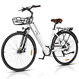 AOIHO E Bike, 28'' Herren/Damen E Bike mit Drehmomentsensor, 36V 360Wh Akku, Max Reichweite bis zu 80KM, 3 Fahrmodi 6 Gang Getriebe E-Cityräder