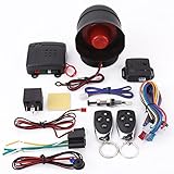 Auto Alarm Sicherheitssystem, Universal Alarmanlagen Sicherheit Schutz System Auto Keyless Entry System mit 2 Fernbedienungen Auto Hupe Sirene Alarm